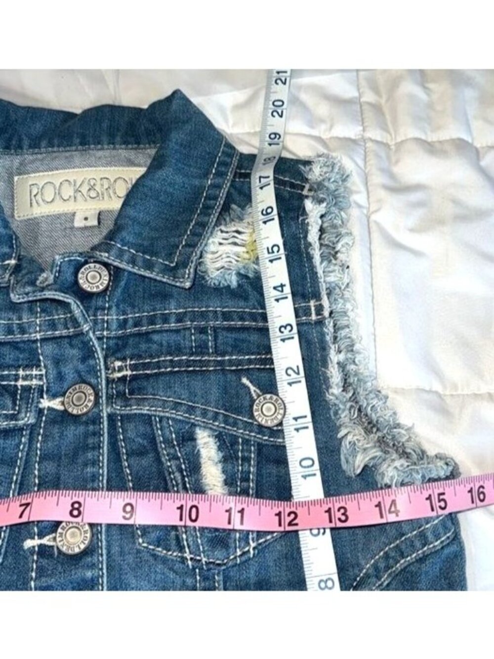 Rock & Roll Cowgirl Womens Denim Vest S Distressed Sleeveless Western Style With - Picture 11 of 11